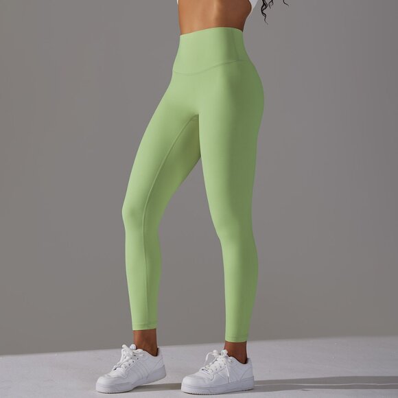 🍏 APPLE GREEN "Naked Feel" Leggings! High Rise Squat Proof Tights - Seamless! - Picture 4 of 9